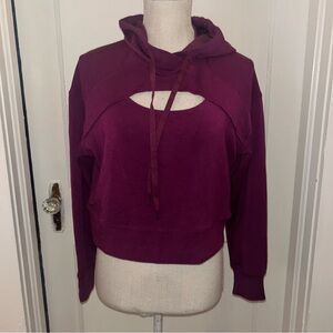 Womens 90 Degree By Reflex purple Cutout cropped Hoodie size XS NWT